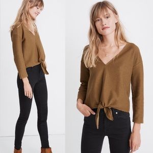 NWT Madewell Olive shirt with tie at bottom